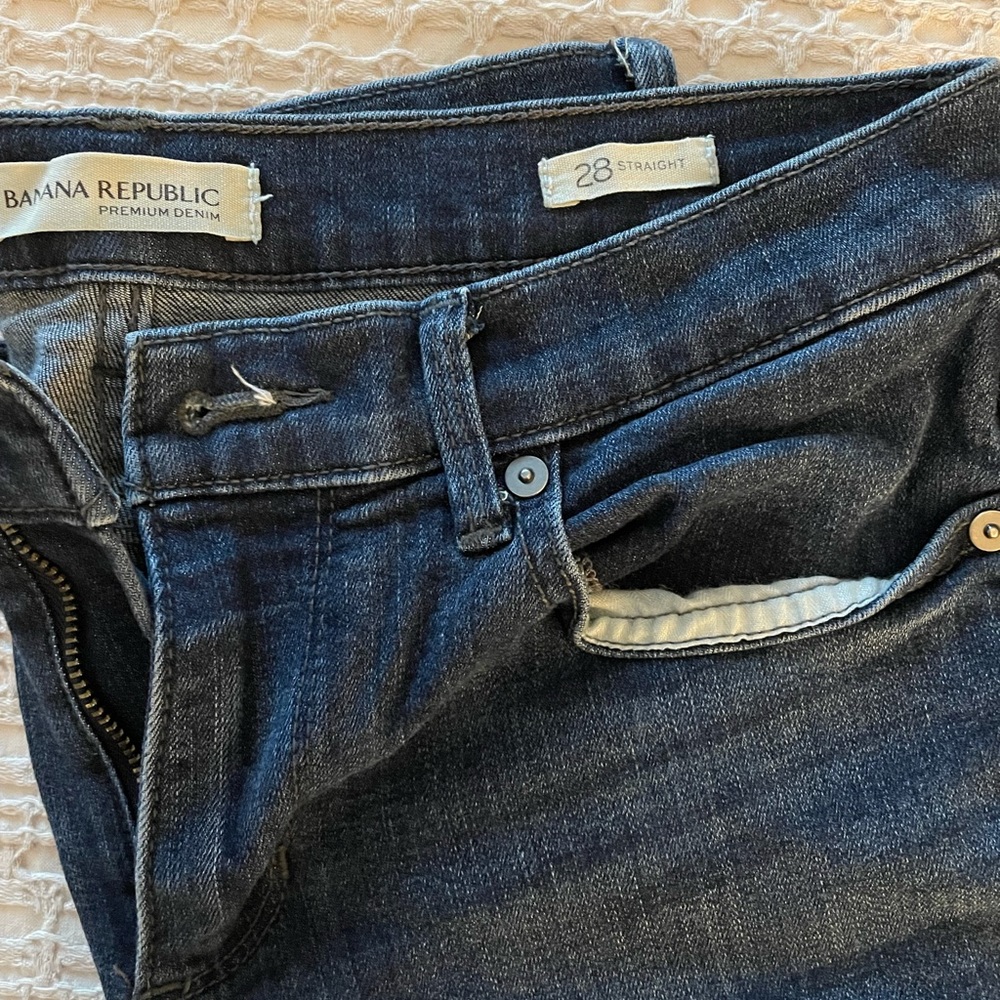 Dark Denim Straight Cut Jeans; regular size